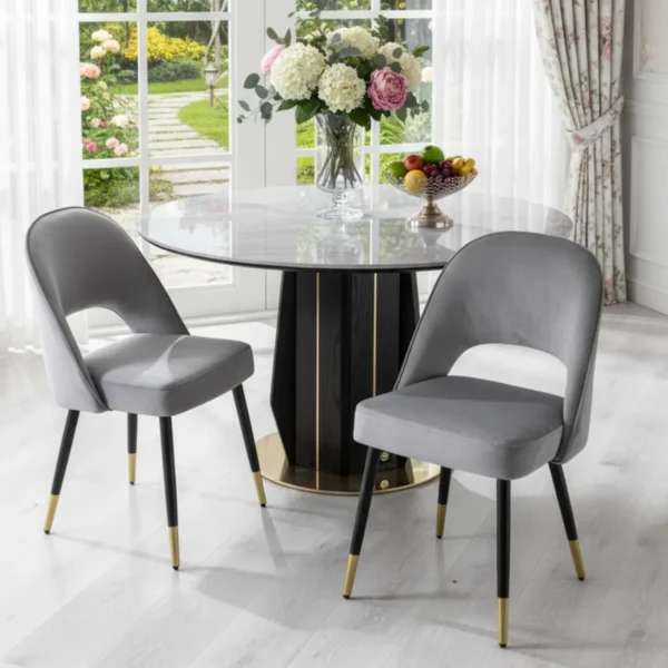 Velvet Dining Chairs Set of 2, Armless Kitchen Chairs with Metal Legs, Mid Century Classic Modern Side Dining, Customized