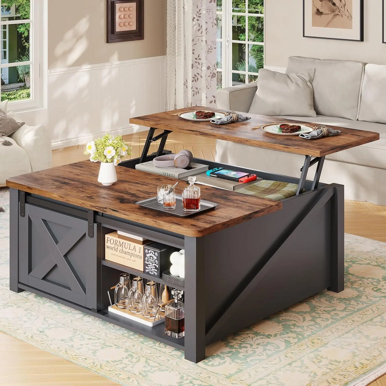 kf-S37bf48b832c2459fa3b3a044b3464c03q 31.5" Lift Top Coffee Table with Storage, Square Coffee Tables for Living Room, Farmhouse Coffee Table with Large, Customized - Image 1