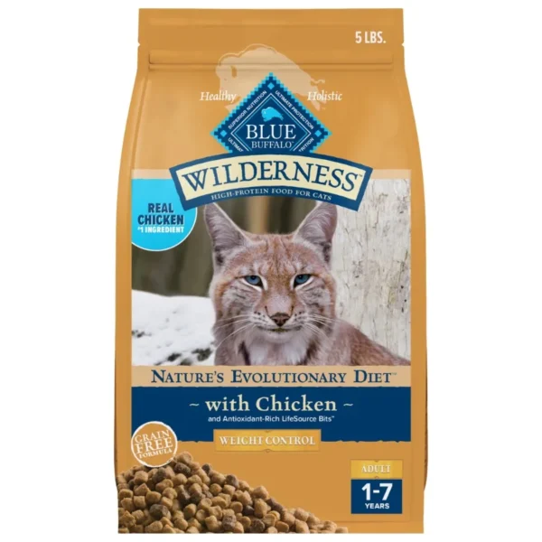 Wilderness Natural Weight Control Dry Cat Food High-Protein Chicken 5 lbs.