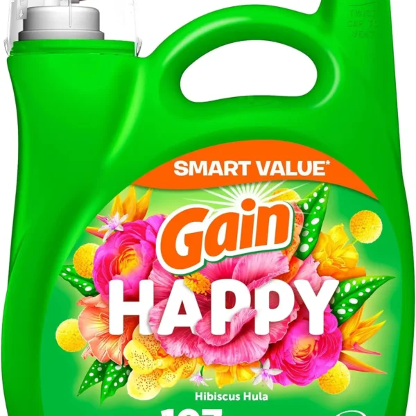Happy HE Compatible Liquid Laundry Detergent, 154 fl oz for 107 Loads - Gentle & Effective