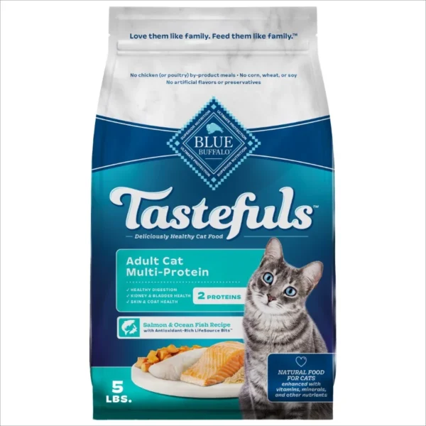 Tastefuls Adult Cat Dry Food Multi-Protein Salmon Ocean Fish Recipe 5-lb Bag