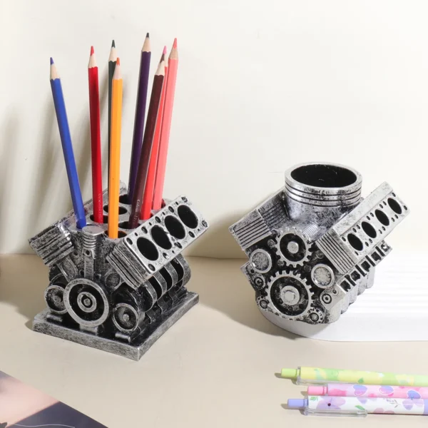 V8 Engine Pen Holder,Creative Car Engine Organizer Stationery Storage Pencil case,Office Desktop decoration,Gift for Men