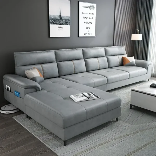 Italian Technology Leather Living Room Sofa Modern Simple Boss Office Sofa Combination Office Furniture Sofy Do Salonu LBSF