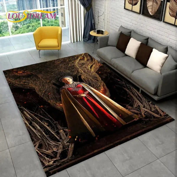 House of The Dragon TV Movie Area Rug,Carpet Rug for Home Living Room Bedroom Sofa Doormat Decor,kids play Non-slip Floor Mat 3D