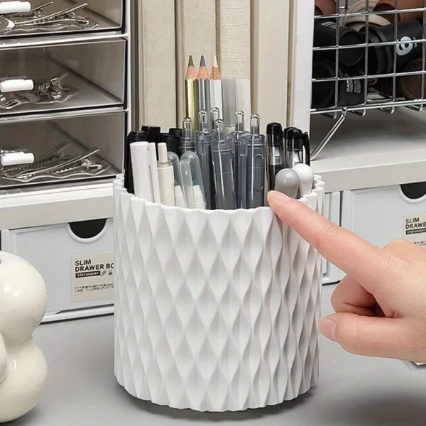 Desk Storage Box, Pen Holder Stationery, Pencil Accessories Storage, Suitable for University, Home, Office, 5 Compartments, 3 Co