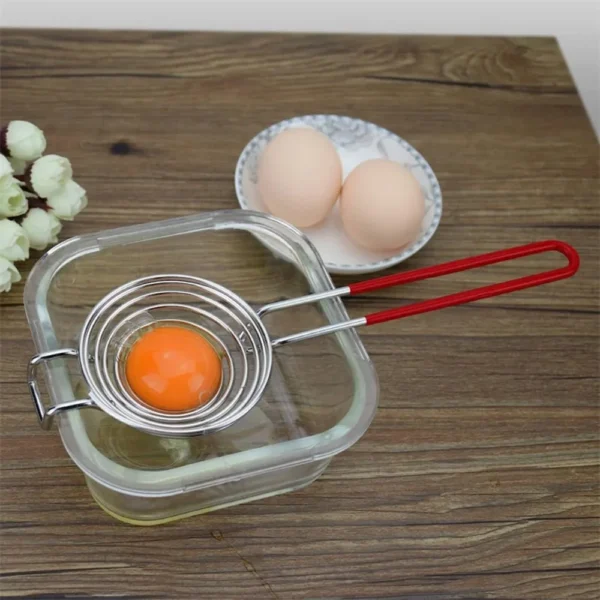 Egg Separator Long Handle Egg White Separator Stainless Steel Egg Yolk Divider Filter Kitchen Gadget